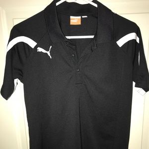 Puma Black & White Short Sleeve Collared Athletic Polo Shirt